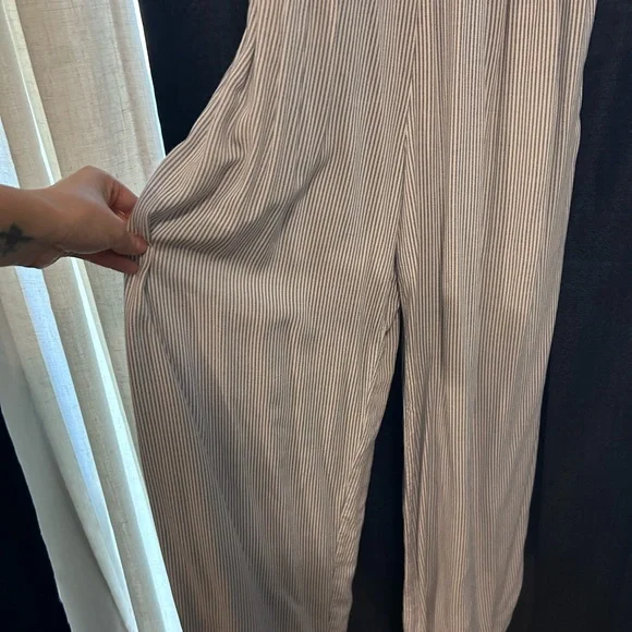 Striped Jumpsuit with Navy Embroidery - Size Large - Picture 3 of 6